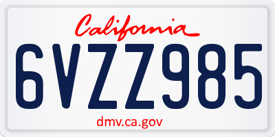 CA license plate 6VZZ985