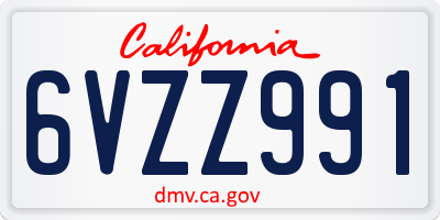 CA license plate 6VZZ991