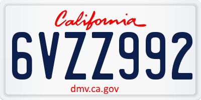 CA license plate 6VZZ992