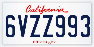 CA license plate 6VZZ993
