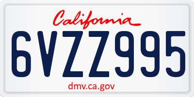 CA license plate 6VZZ995