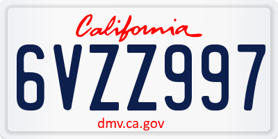 CA license plate 6VZZ997