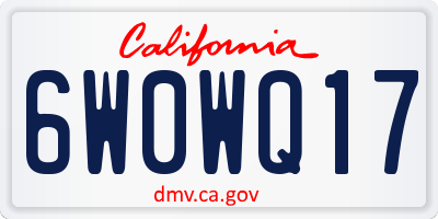 CA license plate 6W0WQ17