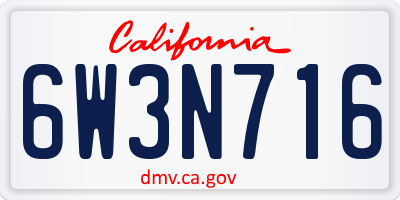 CA license plate 6W3N716