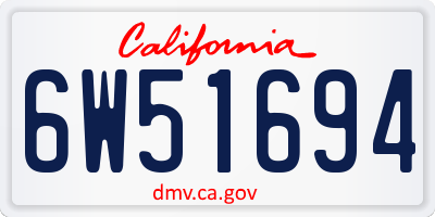 CA license plate 6W51694