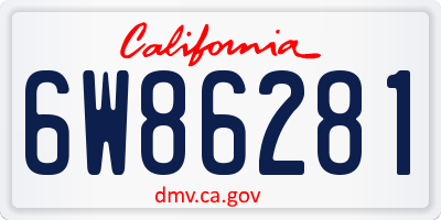 CA license plate 6W86281