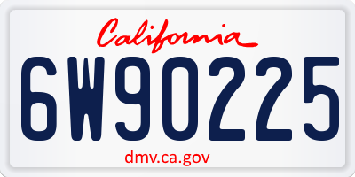 CA license plate 6W90225