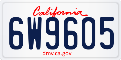 CA license plate 6W9605