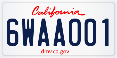 CA license plate 6WAA001