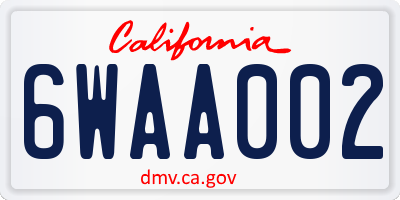 CA license plate 6WAA002