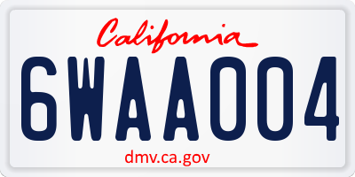 CA license plate 6WAA004
