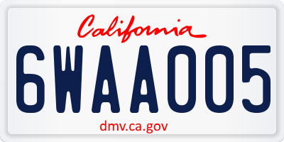 CA license plate 6WAA005