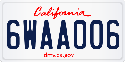 CA license plate 6WAA006