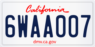CA license plate 6WAA007