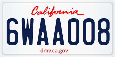 CA license plate 6WAA008