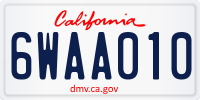 CA license plate 6WAA010
