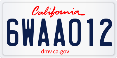 CA license plate 6WAA012
