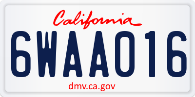 CA license plate 6WAA016