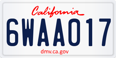 CA license plate 6WAA017