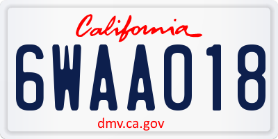 CA license plate 6WAA018