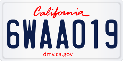CA license plate 6WAA019