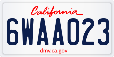 CA license plate 6WAA023