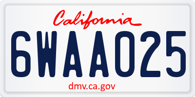 CA license plate 6WAA025