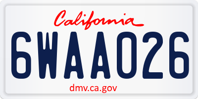 CA license plate 6WAA026