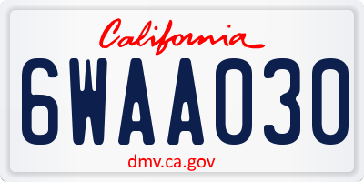 CA license plate 6WAA030