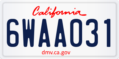 CA license plate 6WAA031
