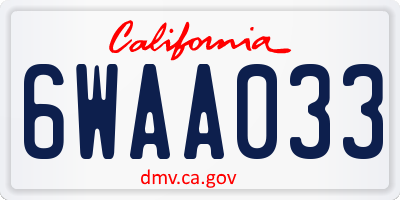 CA license plate 6WAA033