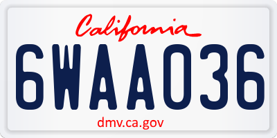 CA license plate 6WAA036