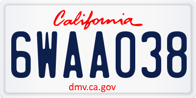 CA license plate 6WAA038