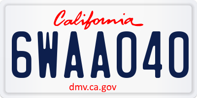 CA license plate 6WAA040