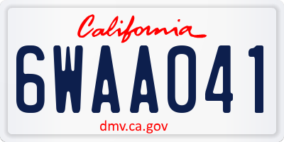 CA license plate 6WAA041