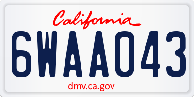 CA license plate 6WAA043