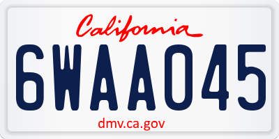 CA license plate 6WAA045