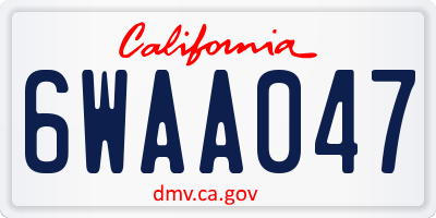 CA license plate 6WAA047