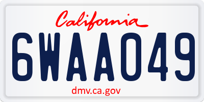 CA license plate 6WAA049