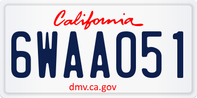 CA license plate 6WAA051