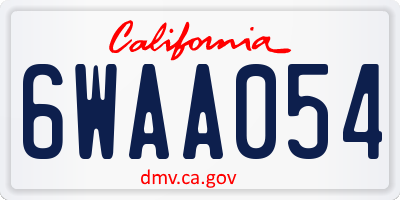 CA license plate 6WAA054