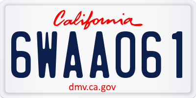 CA license plate 6WAA061