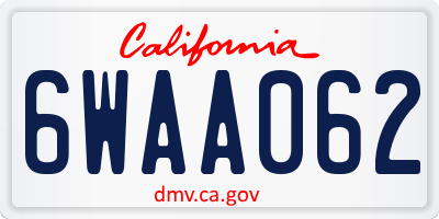 CA license plate 6WAA062
