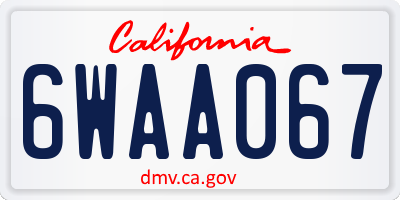 CA license plate 6WAA067