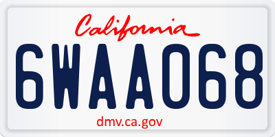 CA license plate 6WAA068