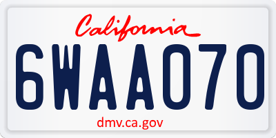 CA license plate 6WAA070