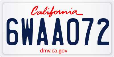 CA license plate 6WAA072