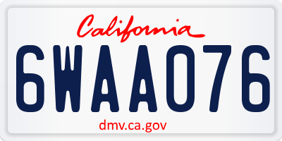 CA license plate 6WAA076