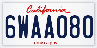 CA license plate 6WAA080