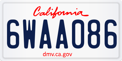CA license plate 6WAA086